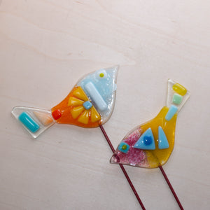 8 Petals Design Bird Fused Glass Potsticker