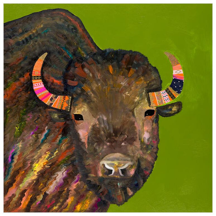 Greenbox Default Bison With Ribbons In Her Hair Canvas Wall Art