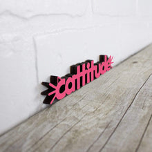 Load image into Gallery viewer, Spunky Fluff Proudly handmade in South Dakota, USA Magenta Cattitude-Tiny Word Magnet
