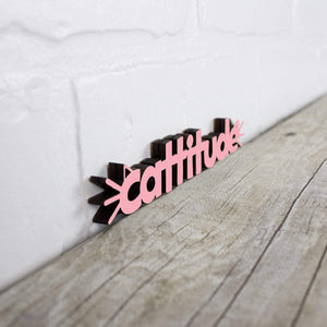 Spunky Fluff Proudly handmade in South Dakota, USA Pink Cattitude-Tiny Word Magnet