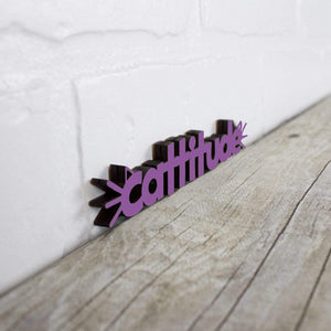 Spunky Fluff Proudly handmade in South Dakota, USA Purple Cattitude-Tiny Word Magnet