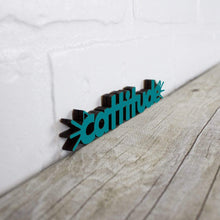Load image into Gallery viewer, Spunky Fluff Proudly handmade in South Dakota, USA Teal Cattitude-Tiny Word Magnet
