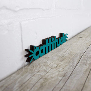 Spunky Fluff Proudly handmade in South Dakota, USA Teal Cattitude-Tiny Word Magnet