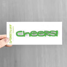 Load image into Gallery viewer, Spunky Fluff Proudly handmade in South Dakota, USA Grass Green Cheers-Tiny Word Magnet
