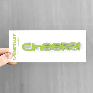 Spunky Fluff Proudly handmade in South Dakota, USA Pear Green Cheers-Tiny Word Magnet