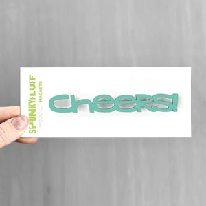 Spunky Fluff Proudly handmade in South Dakota, USA Turquoise Cheers-Tiny Word Magnet