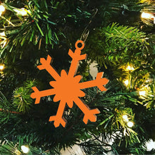 Load image into Gallery viewer, Spunky Fluff Proudly handmade in South Dakota, USA Orange Chill Snowflake Ornament
