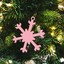 Load image into Gallery viewer, Spunky Fluff Proudly handmade in South Dakota, USA Pink Chill Snowflake Ornament
