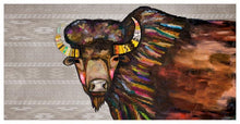 Load image into Gallery viewer, Greenbox Proudly Handmade in California, USA Cream Crowned Bison Canvas Wall Art
