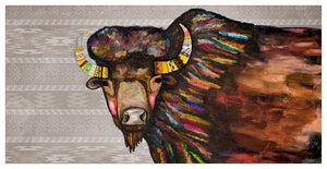 Greenbox Proudly Handmade in California, USA Cream Crowned Bison Canvas Wall Art