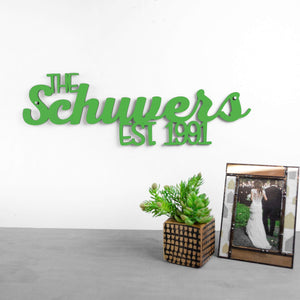 Spunky Fluff Proudly handmade in South Dakota, USA Grass Green Custom Family Established Sign