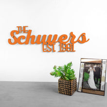 Load image into Gallery viewer, Spunky Fluff Proudly handmade in South Dakota, USA Orange Custom Family Established Sign
