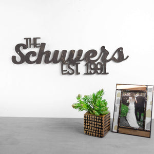 Spunky Fluff Proudly handmade in South Dakota, USA Weathered Ebony Custom Family Established Sign