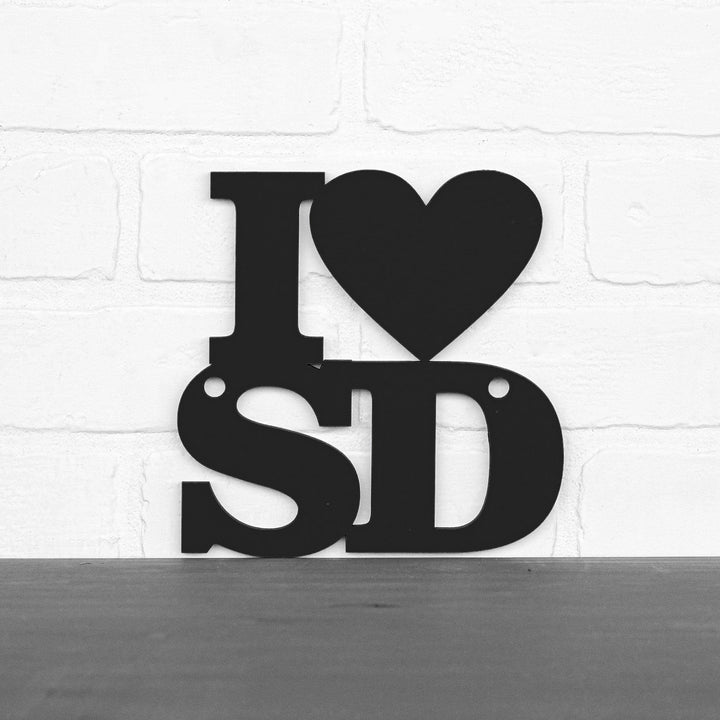 Spunky Fluff Proudly handmade in South Dakota, USA Small / Black Custom Heart State Initials Sign