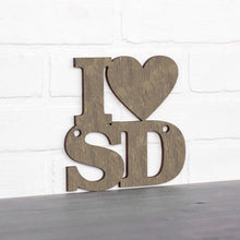 Load image into Gallery viewer, Spunky Fluff Proudly handmade in South Dakota, USA Small / Weathered Brown Custom Heart State Initials Sign
