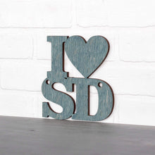 Load image into Gallery viewer, Spunky Fluff Proudly handmade in South Dakota, USA Small / Weathered Denim Custom Heart State Initials Sign
