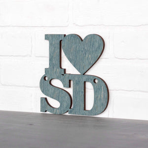 Spunky Fluff Proudly handmade in South Dakota, USA Small / Weathered Denim Custom Heart State Initials Sign