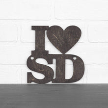 Load image into Gallery viewer, Spunky Fluff Proudly handmade in South Dakota, USA Small / Weathered Ebony Custom Heart State Initials Sign
