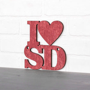 Spunky Fluff Proudly handmade in South Dakota, USA Small / Weathered Red Custom Heart State Initials Sign