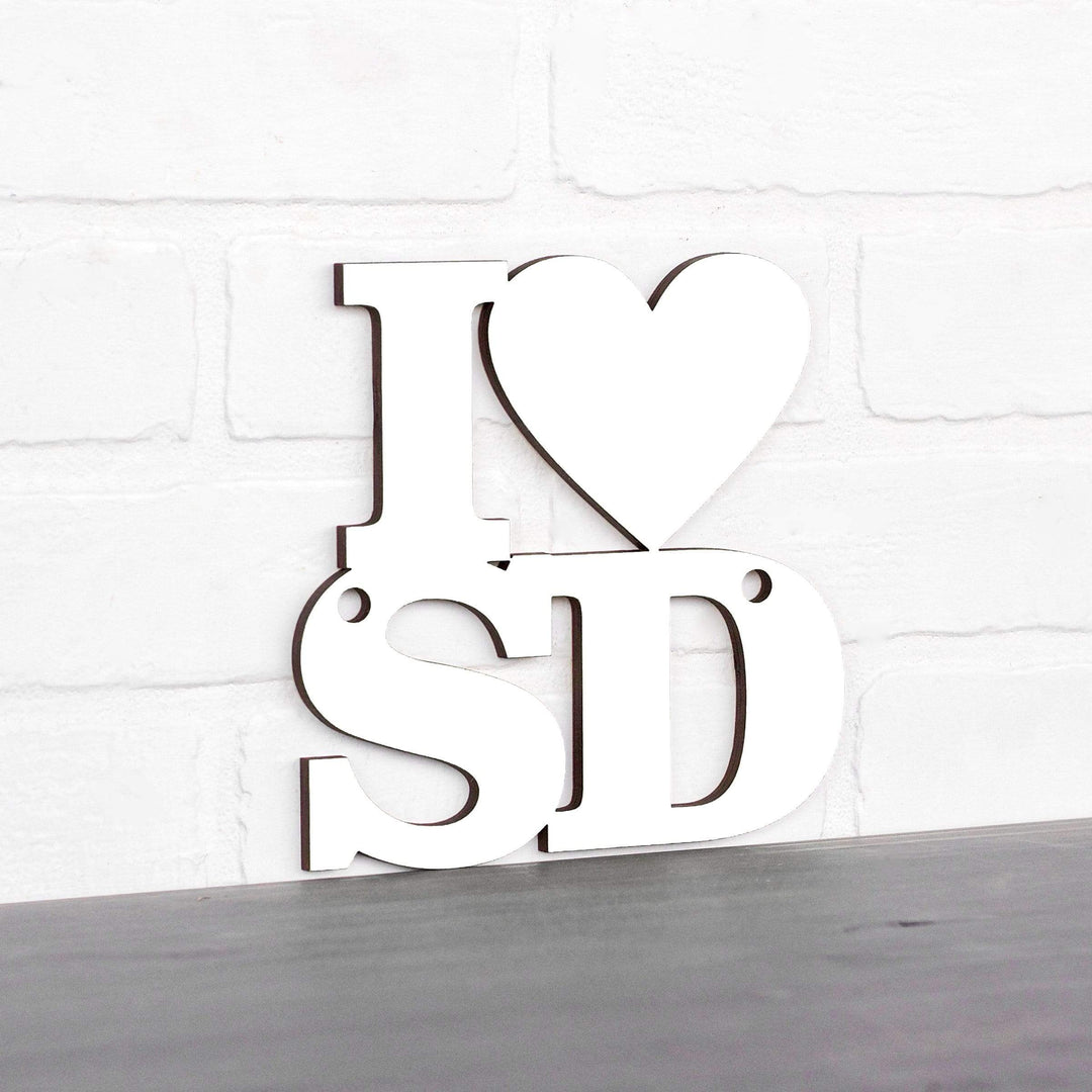 Spunky Fluff Proudly handmade in South Dakota, USA Small / White Custom Heart State Initials Sign
