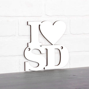 Spunky Fluff Proudly handmade in South Dakota, USA Small / White Custom Heart State Initials Sign