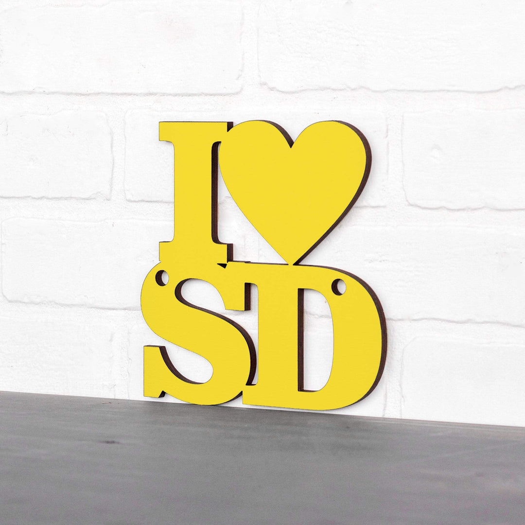 Spunky Fluff Proudly handmade in South Dakota, USA Small / Yellow Custom Heart State Initials Sign
