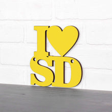 Load image into Gallery viewer, Spunky Fluff Proudly handmade in South Dakota, USA Small / Yellow Custom Heart State Initials Sign
