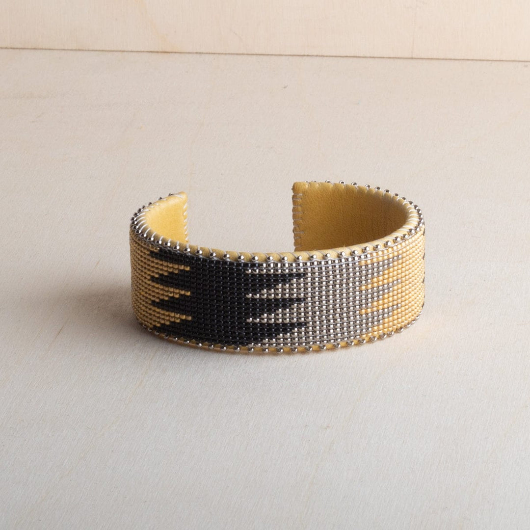 Etkie Jewelry Drew Beaded Glass Cuff Nickel -Large