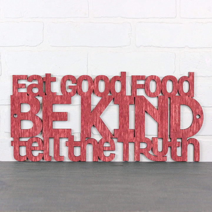 Spunky Fluff Proudly handmade in South Dakota, USA Medium / Weathered Red Eat Good Food, Be Kind, Tell the Truth