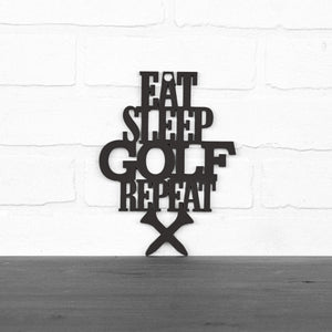 Spunky Fluff Proudly handmade in South Dakota, USA Medium / Black "Eat Sleep Golf Repeat" Hand Painted Wall Sign