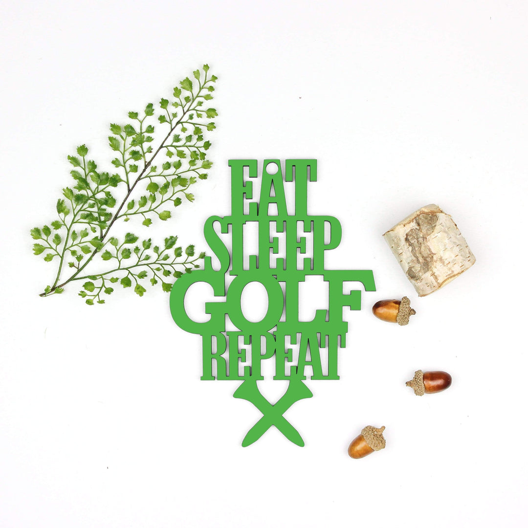 Spunky Fluff Proudly handmade in South Dakota, USA "Eat Sleep Golf Repeat" Hand Painted Wall Sign