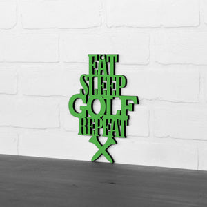 Spunky Fluff Proudly handmade in South Dakota, USA "Eat Sleep Golf Repeat" Hand Painted Wall Sign