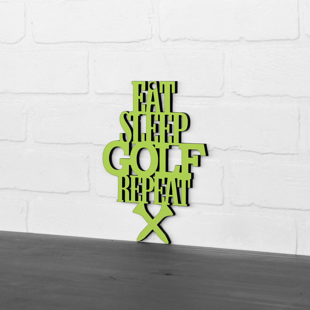 Spunky Fluff Proudly handmade in South Dakota, USA "Eat Sleep Golf Repeat" Hand Painted Wall Sign