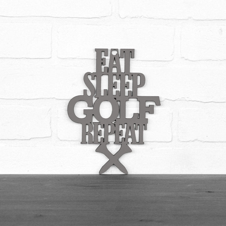 Spunky Fluff Proudly handmade in South Dakota, USA Small / Charcoal Gray "Eat Sleep Golf Repeat" Hand Painted Wall Sign