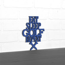 Load image into Gallery viewer, Spunky Fluff Proudly handmade in South Dakota, USA Small / Cobalt Blue &quot;Eat Sleep Golf Repeat&quot; Hand Painted Wall Sign
