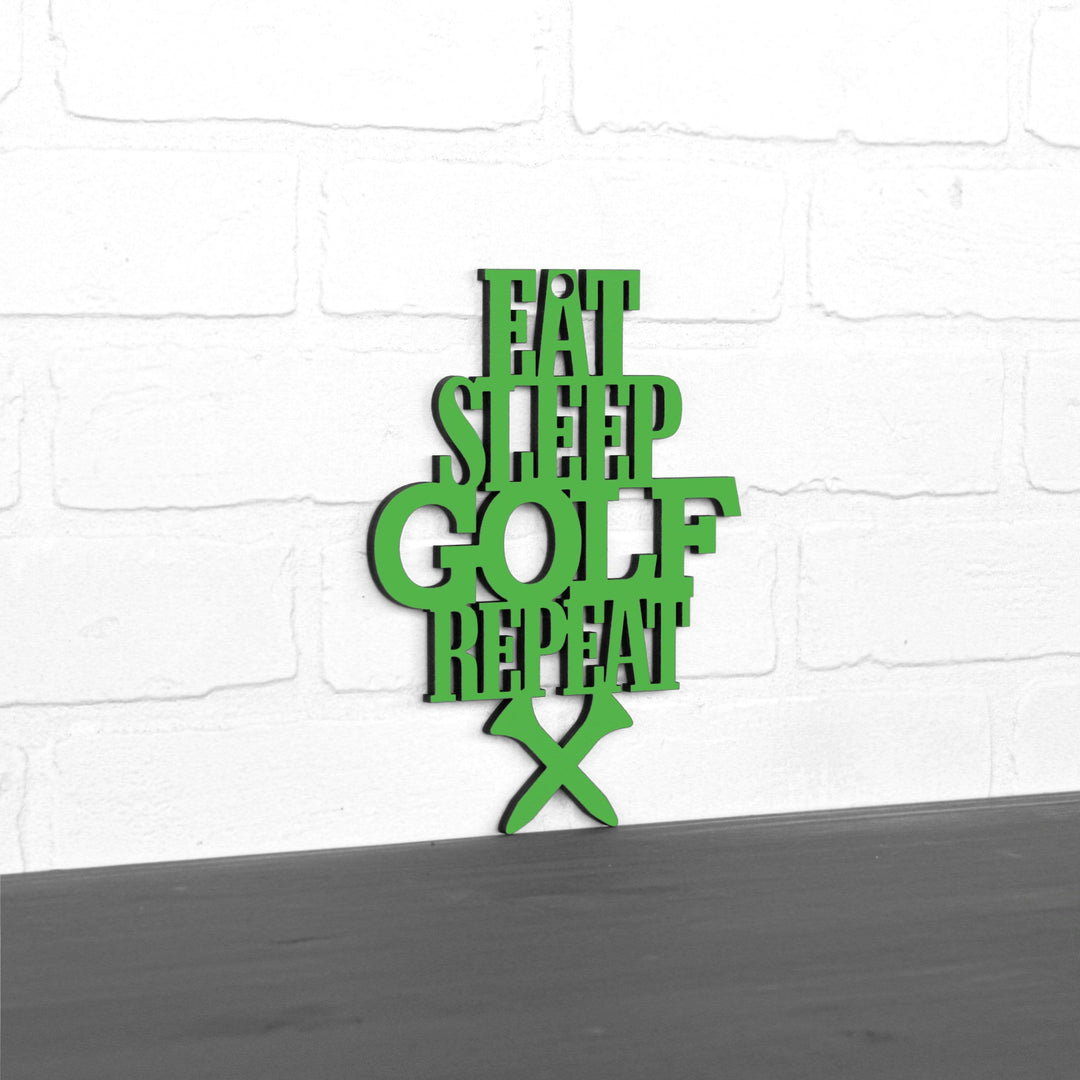 Spunky Fluff Proudly handmade in South Dakota, USA Small / Grass Green "Eat Sleep Golf Repeat" Hand Painted Wall Sign