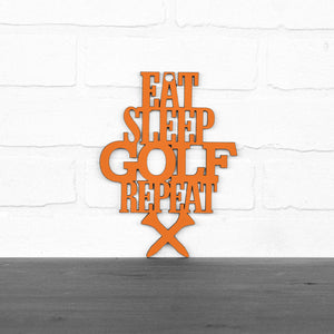 Spunky Fluff Proudly handmade in South Dakota, USA Small / Orange "Eat Sleep Golf Repeat" Hand Painted Wall Sign