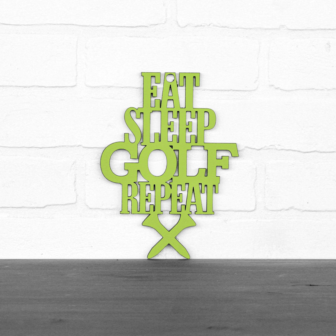 Spunky Fluff Proudly handmade in South Dakota, USA Small / Pear Green "Eat Sleep Golf Repeat" Hand Painted Wall Sign