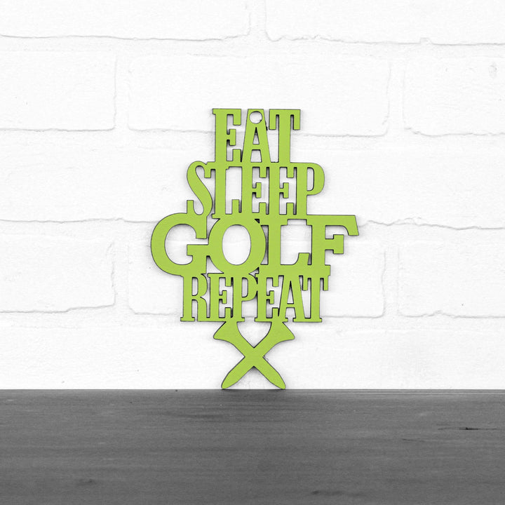 Spunky Fluff Proudly handmade in South Dakota, USA Small / Pear Green "Eat Sleep Golf Repeat" Hand Painted Wall Sign