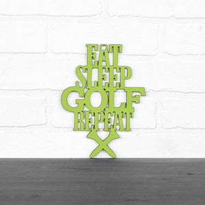 Spunky Fluff Proudly handmade in South Dakota, USA Small / Pear Green "Eat Sleep Golf Repeat" Hand Painted Wall Sign