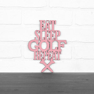 Spunky Fluff Proudly handmade in South Dakota, USA Small / Pink "Eat Sleep Golf Repeat" Hand Painted Wall Sign