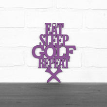Load image into Gallery viewer, Spunky Fluff Proudly handmade in South Dakota, USA Small / Purple &quot;Eat Sleep Golf Repeat&quot; Hand Painted Wall Sign
