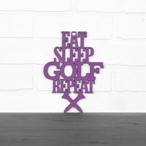 Spunky Fluff Proudly handmade in South Dakota, USA Small / Purple "Eat Sleep Golf Repeat" Hand Painted Wall Sign