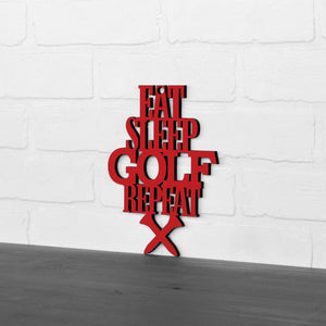 Spunky Fluff Proudly handmade in South Dakota, USA Small / Red "Eat Sleep Golf Repeat" Hand Painted Wall Sign