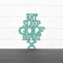 Load image into Gallery viewer, Spunky Fluff Proudly handmade in South Dakota, USA Small / Turquoise &quot;Eat Sleep Golf Repeat&quot; Hand Painted Wall Sign
