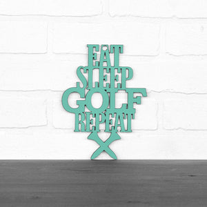 Spunky Fluff Proudly handmade in South Dakota, USA Small / Turquoise "Eat Sleep Golf Repeat" Hand Painted Wall Sign