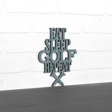 Load image into Gallery viewer, Spunky Fluff Proudly handmade in South Dakota, USA Small / Weathered Denim &quot;Eat Sleep Golf Repeat&quot; Hand Painted Wall Sign
