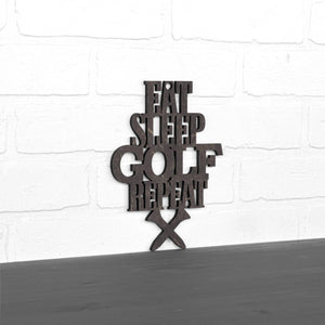 Spunky Fluff Proudly handmade in South Dakota, USA Small / Weathered Ebony "Eat Sleep Golf Repeat" Hand Painted Wall Sign
