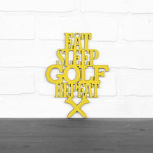Load image into Gallery viewer, Spunky Fluff Proudly handmade in South Dakota, USA Small / Yellow &quot;Eat Sleep Golf Repeat&quot; Hand Painted Wall Sign
