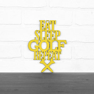 Spunky Fluff Proudly handmade in South Dakota, USA Small / Yellow "Eat Sleep Golf Repeat" Hand Painted Wall Sign